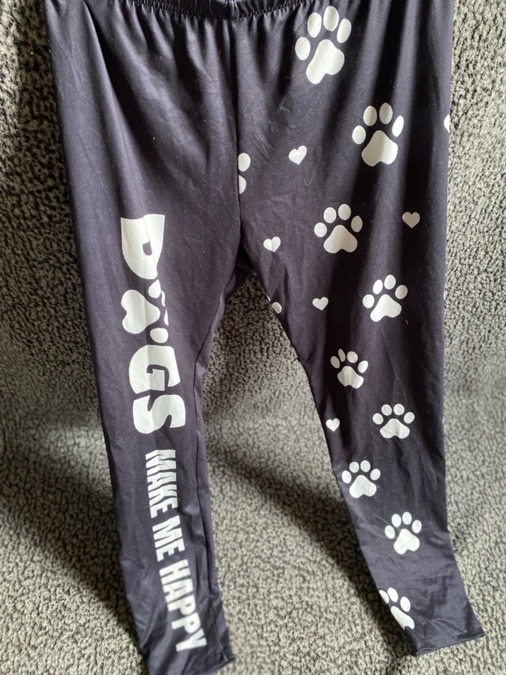 Black Paw Print Leggings for Women - "Dogs Make Me Happy"